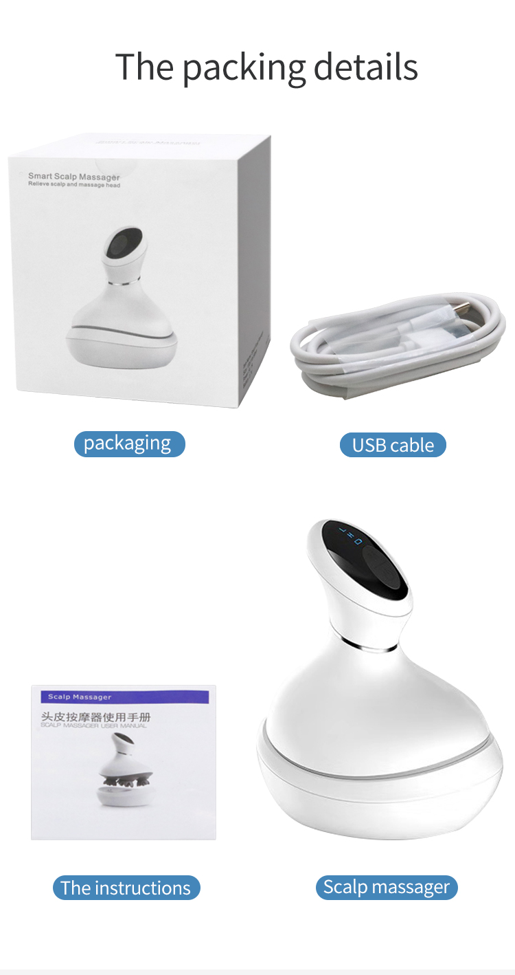 Intelligent head massager (vibration)，K101 product color: white product material: ABS + silica gel